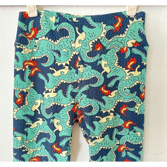 LulaRoe Leggings One Size Dragons Fire Dragon OS Green Blue HTF UNICORN Buttery - Picture 4 of 6